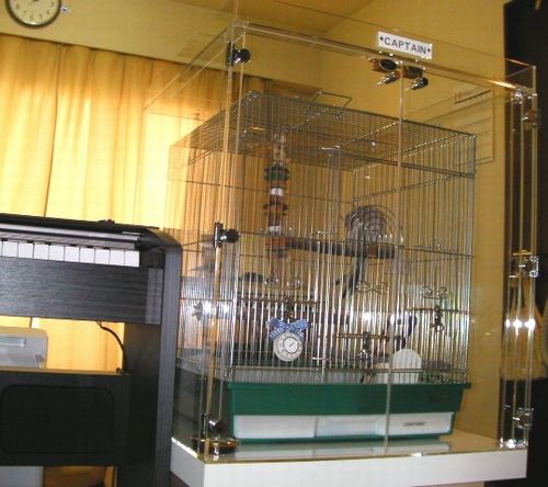 ピアノの横にアクリルケース