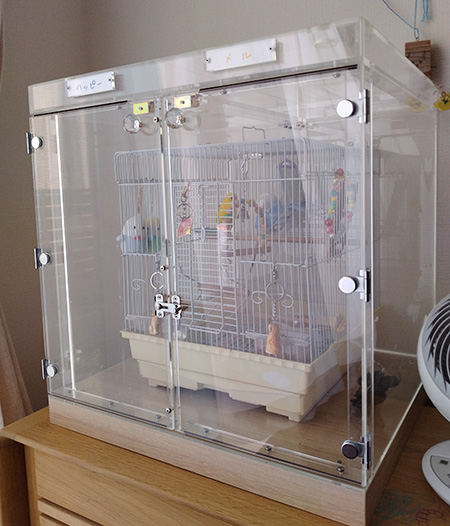 ネコにちょっかいを出されないように、扉に鍵付き