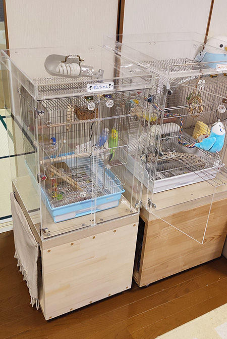 鳥用のアクリルケースに合わせた設置台